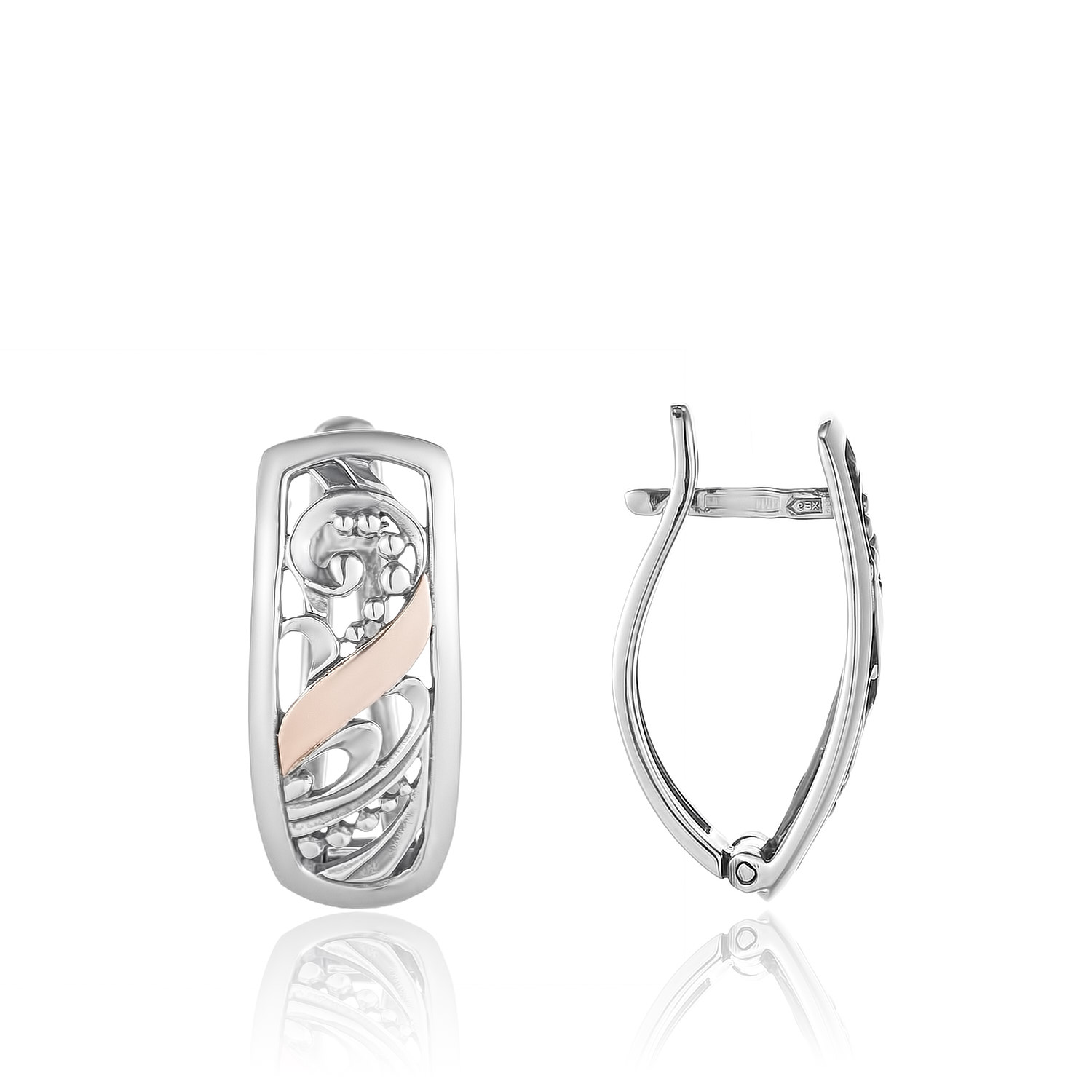 Серьги Мальва Серебро 925 Золото 375 (в т. ч. 0.06гр), артикул 1.2697зн