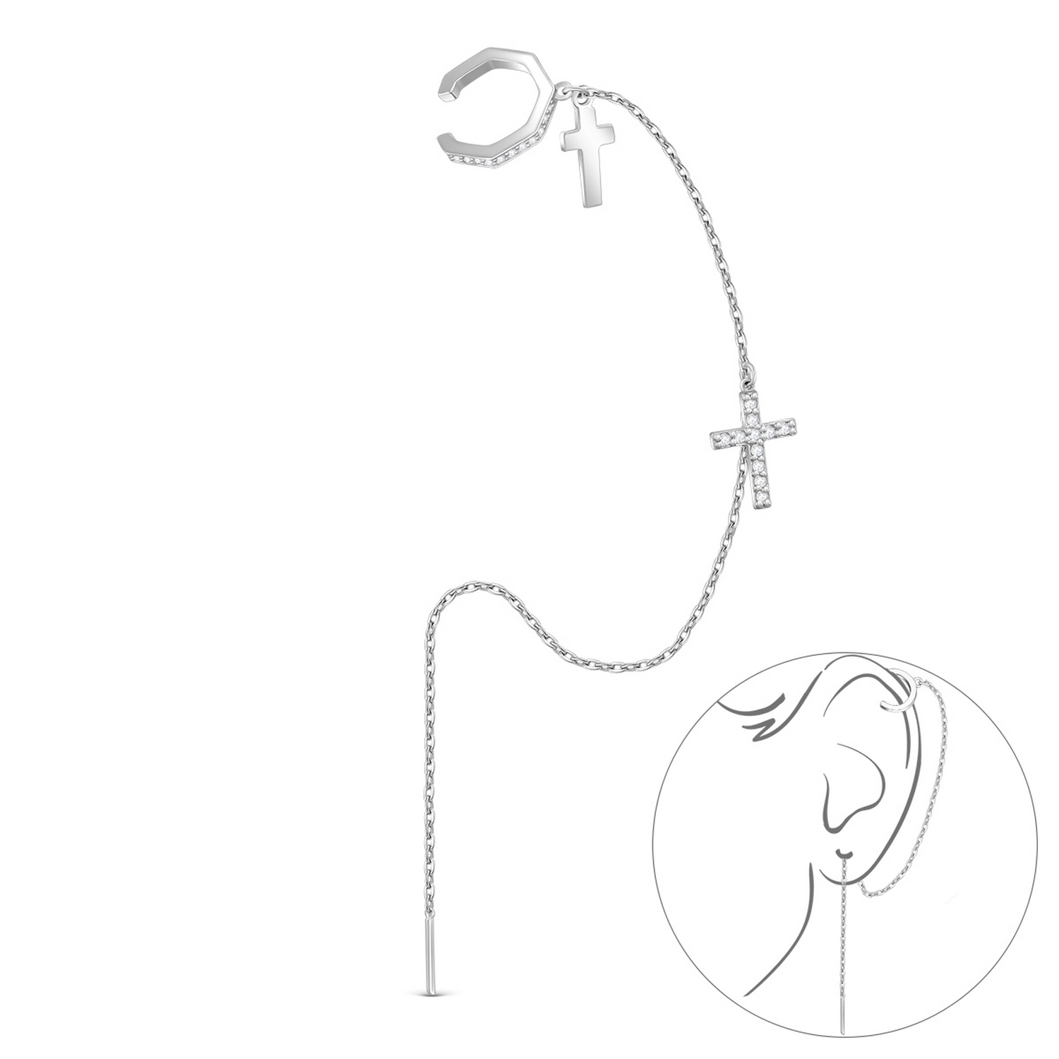 Серьга-кафф Серьга-кафф Серебро 925, артикул 28045р