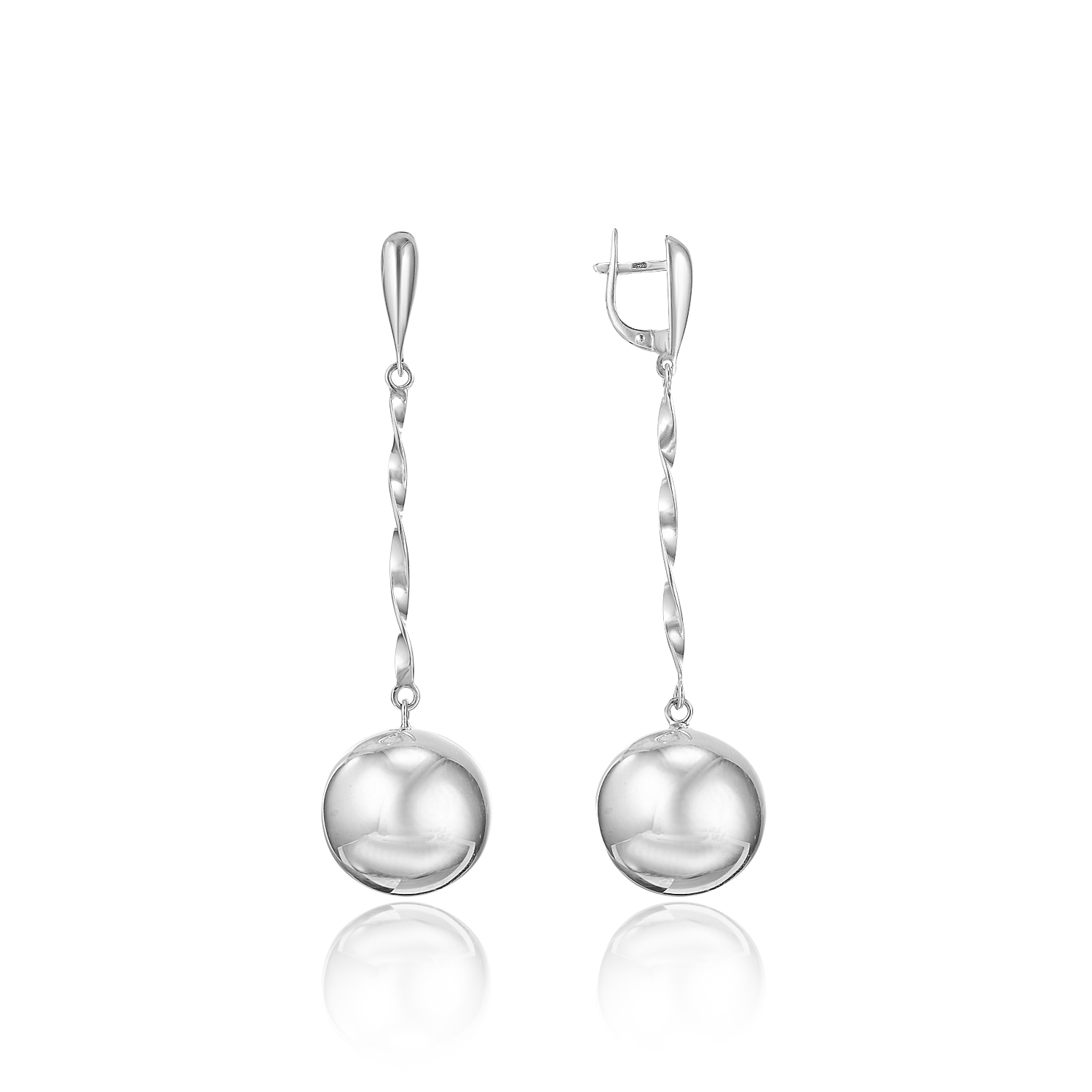 Серьги пр_Серьги Лилия спираль (d20-2шт) Серебро 925, артикул 300506