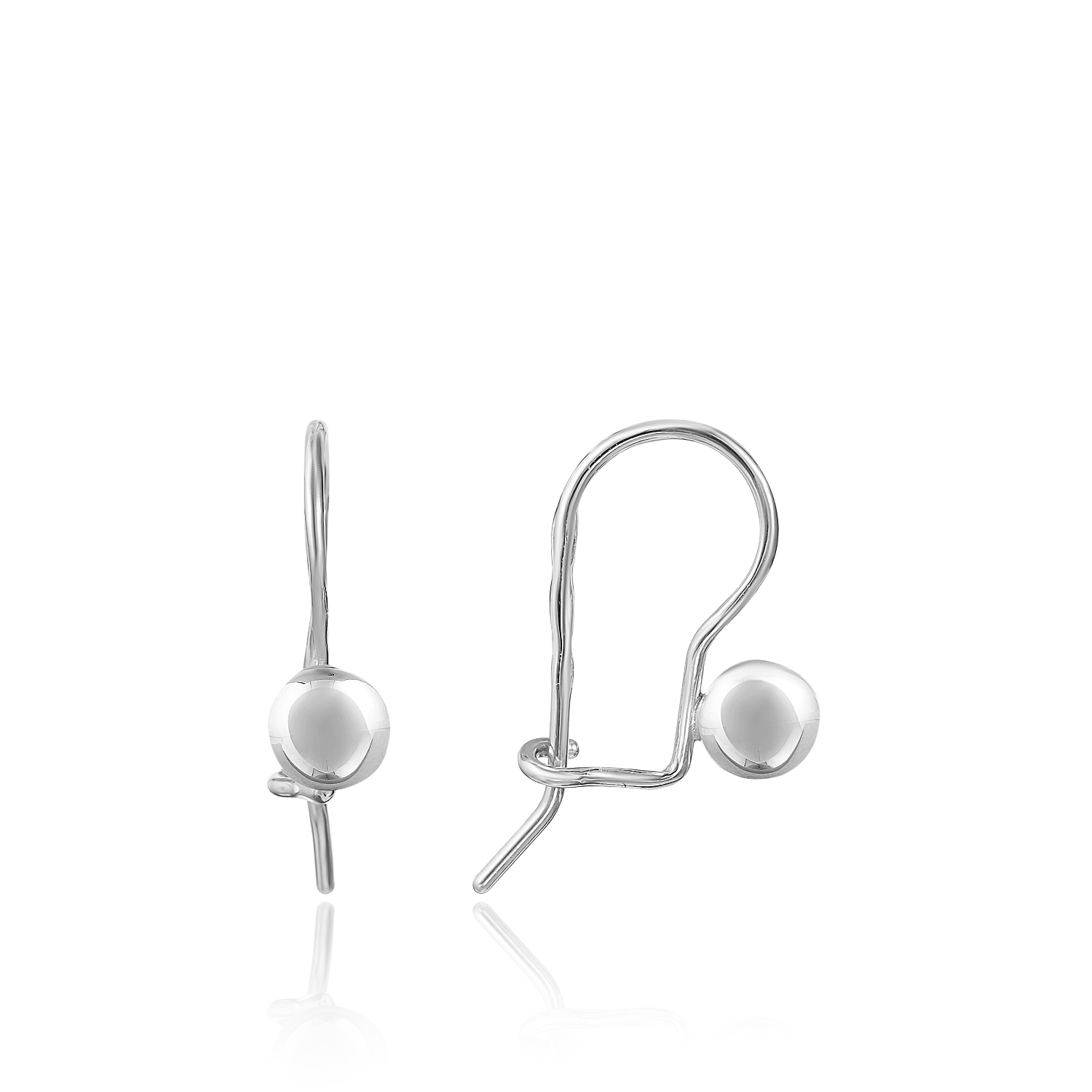 Серьги пр_Серьги Шарик (d4-2шт) на крючке Серебро 925, артикул 300519