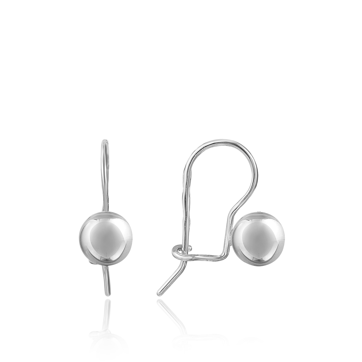 Серьги пр_Серьги Шарик (d6-2шт) на крючке Серебро 925, артикул 300520