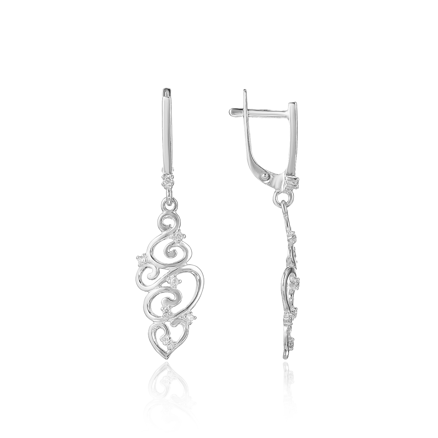 Серьги пр_Серьги Ажур анг.замок Серебро 925, артикул 300848