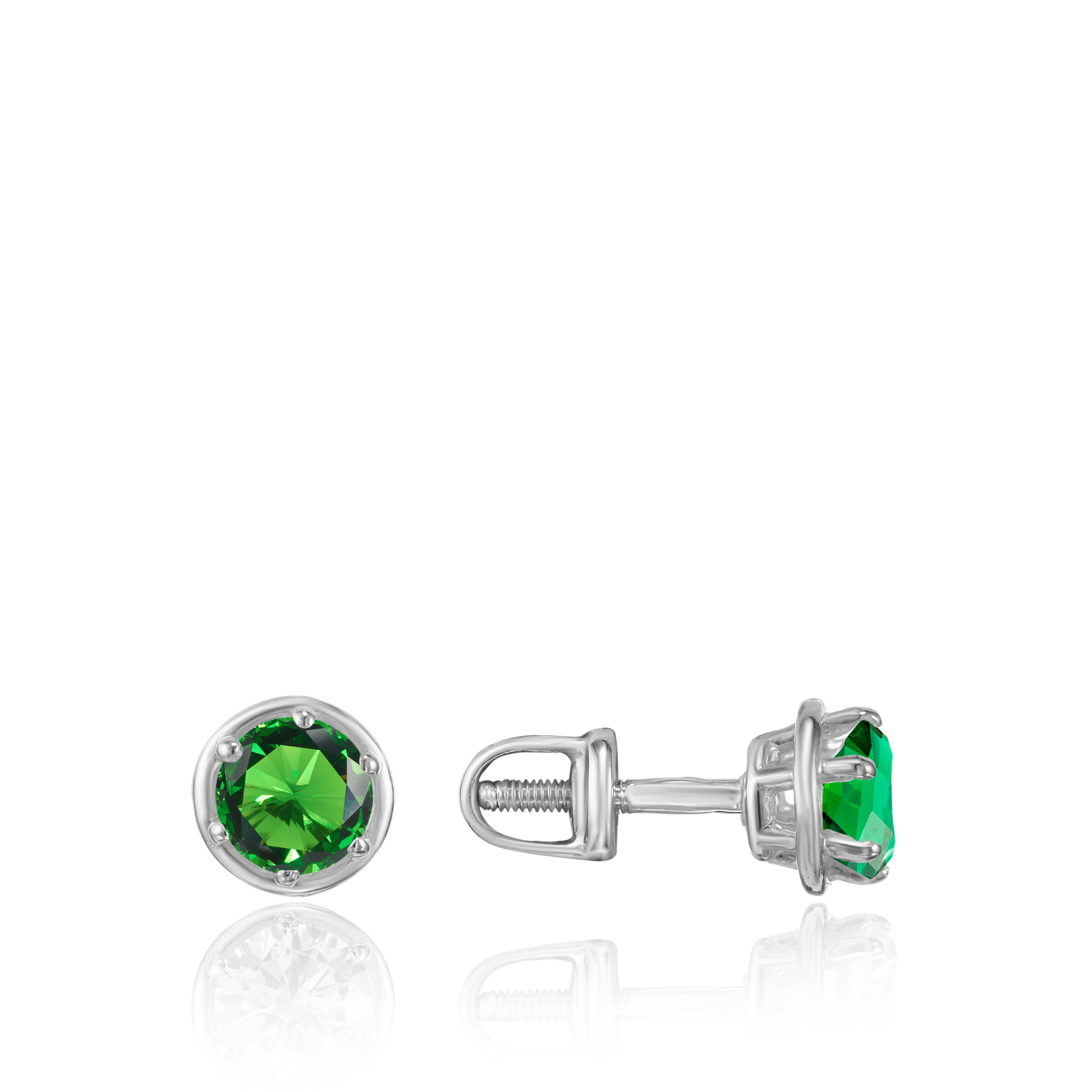 Серьги пр_Серьги Каст (287043) на закрутке (зел Серебро 925, артикул 300937