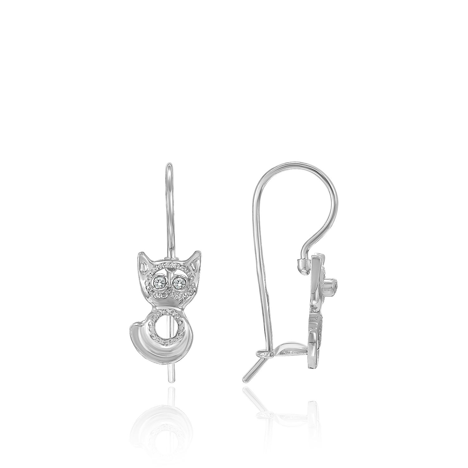 Серьги Котята на крючке Серебро 925, артикул 300709