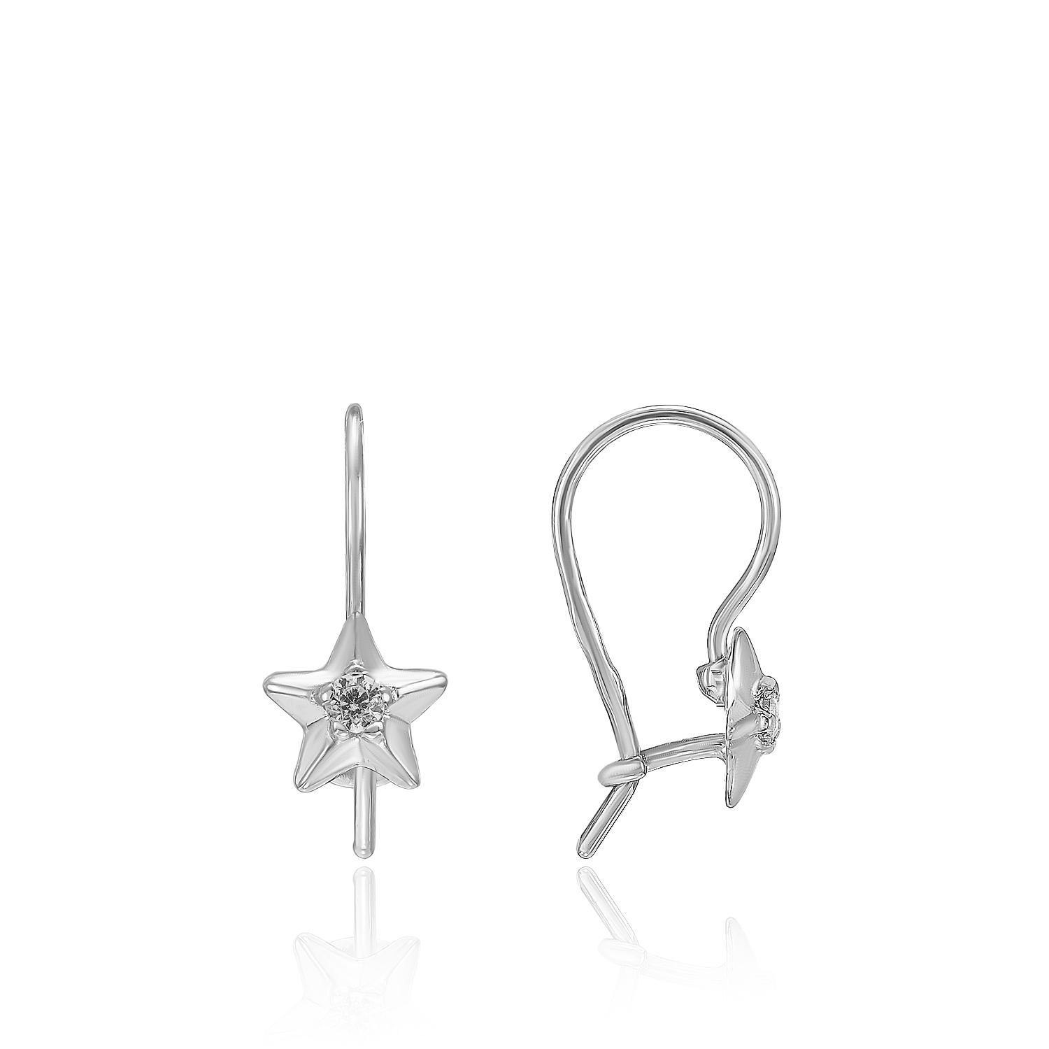 Серьги Звёздочка на крючке Серебро 925, артикул 300758