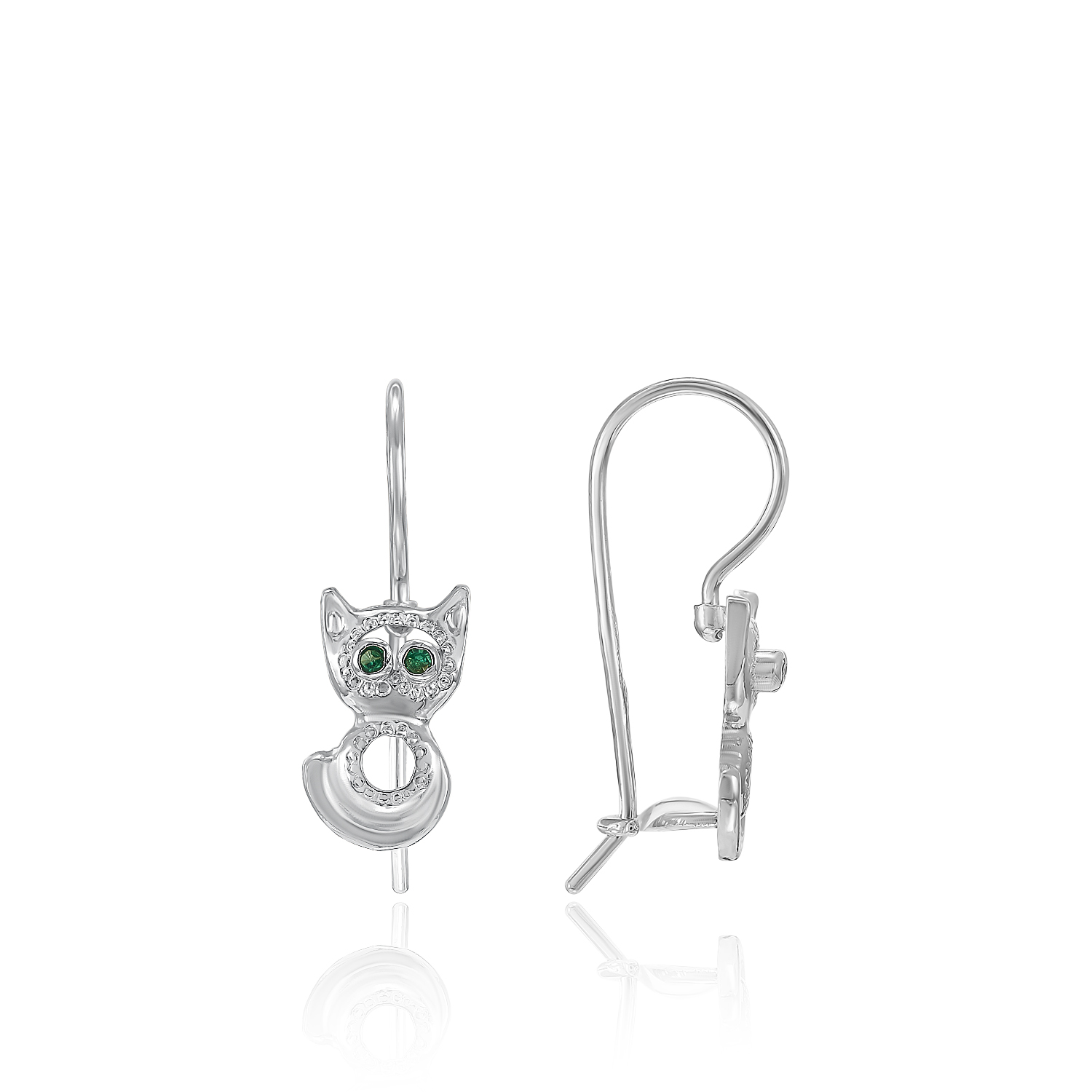 Серьги Котята на крючке Серебро 925, артикул 300762