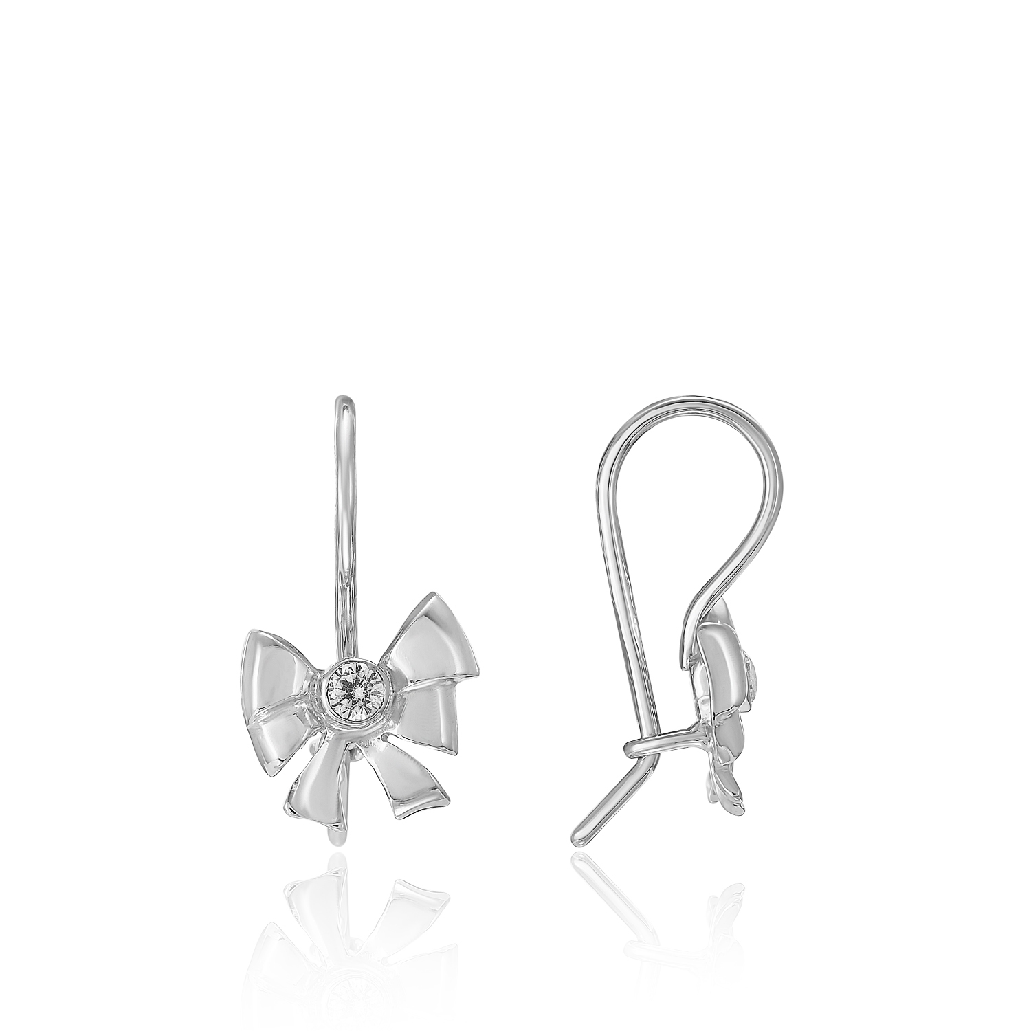 Серьги Бантик на крючке Серебро 925, артикул 300779