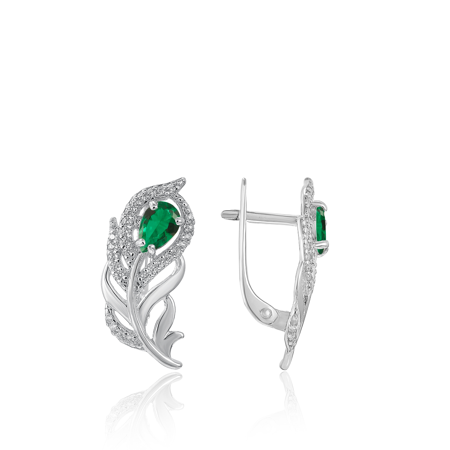 Серьги Перо Серебро 925, артикул 300884